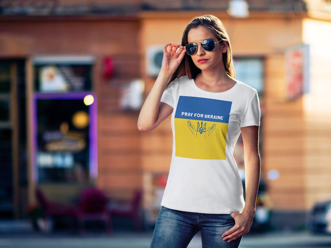 tシャツ レディース 半袖 白地 デザイン M L 白 ホワイト グレー Tシャツ ティーシャツ T shirt 020984 ukraine ウクライナ kabekore-10735950 kabeコレ サンプル画像2