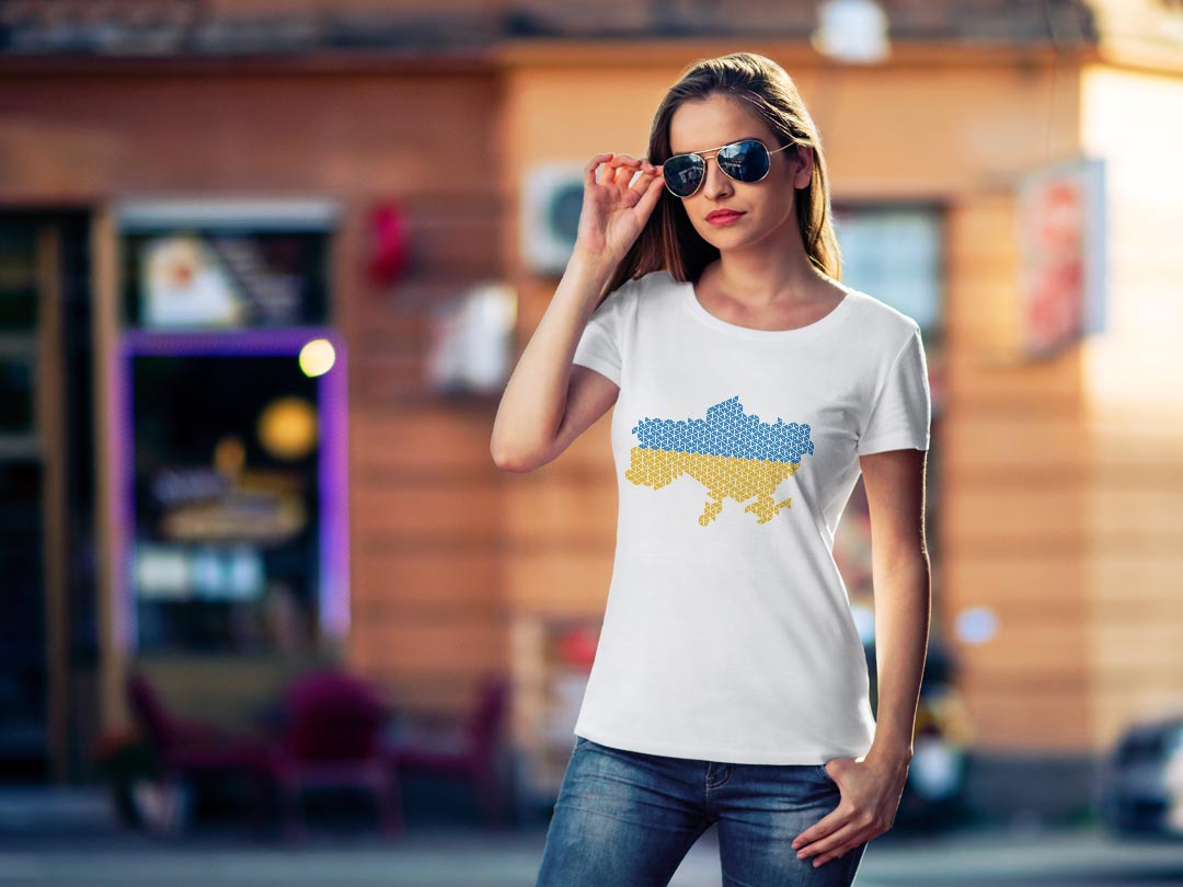 tシャツ レディース 半袖 白地 デザイン M L 白 ホワイト グレー Tシャツ ティーシャツ T shirt 021005 ukraine ウクライナ kabekore-10735971 kabeコレ サンプル画像2