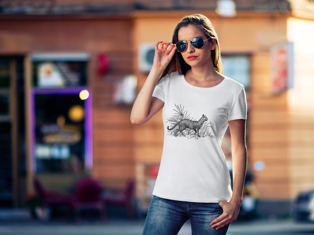 tシャツ レディース 半袖 白地 デザイン S M L XL Tシャツ ティーシャツ T shirt 022699 猫 かわいい kabekore-11269197 kabeコレ サンプル画像2