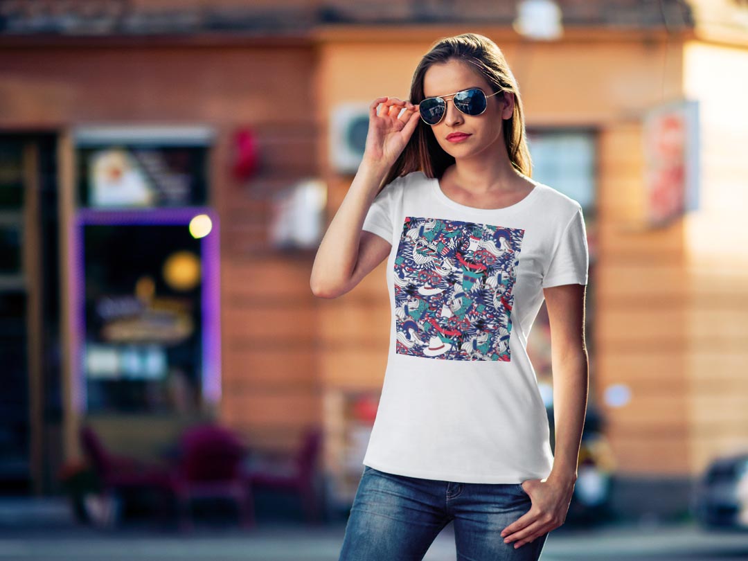 tシャツ レディース 半袖 白地 デザイン M L 白 ホワイト グレー Tシャツ ティーシャツ T shirt 010788 ファッション　おしゃれ　めがね