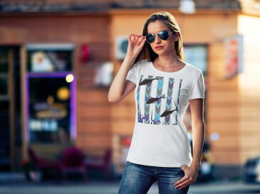 tシャツ レディース 半袖 白地 デザイン S M L XL Tシャツ ティーシャツ T shirt 015457 魚 鯉 和柄