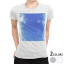 tシャツ レディース 半袖 白地 デザイン M L 白 ホワイト グレー Tシャツ ティーシャツ T shirt 002168 クール しゃぼん玉 青