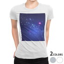 tシャツ レディース 半袖 白地 デザイン M L 白 ホワイト グレー Tシャツ ティーシャツ T shirt 002227 クール 宇宙 青(4)