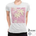 tシャツ レディース 半袖 白地 デザイン M L 白 ホワイト グレー Tシャツ ティーシャツ T shirt 002476 フラワー 紅葉 イラスト ピンク
