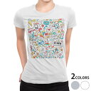 tシャツ レディース 半袖 白地 デザイン S M L XL Tシャツ ティーシャツ T shirt 002522 ラブリー カラフル　ポップ