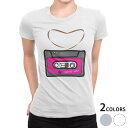 tシャツ レディース 半袖 白地 デザイン M L 白 ホワイト グレー Tシャツ ティーシャツ T shirt 002566 ラブリー 音楽 カセット イラス...