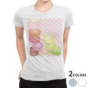 tシャツ レディース 半袖 白地 デザイン M L 白 ホワイト グレー Tシャツ ティーシャツ T shirt 002678 ユニーク マカロン 水玉 カラフル