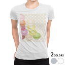 tシャツ レディース 半袖 白地 デザイン M L 白 ホワイト グレー Tシャツ ティーシャツ T shirt 002679 ユニーク マカロン 水玉 カラフル
