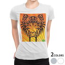 tシャツ レディース 半袖 白地 デザイン M L 白 ホワイト グレー Tシャツ ティーシャツ T shirt 002801 アニマル 動物 イラスト オレンジ(4)