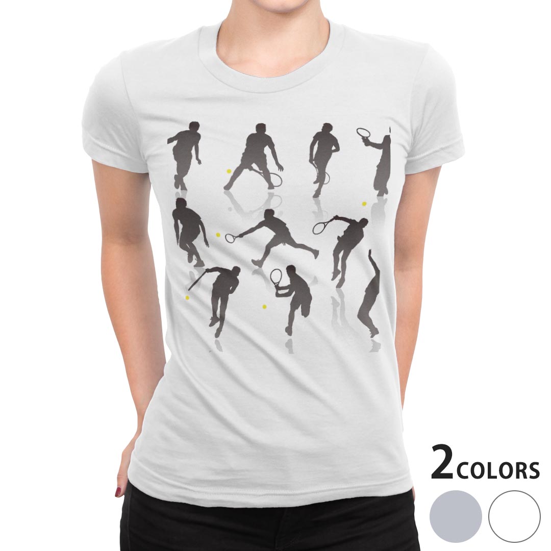 tシャツ レディース 半袖 白地 デザイン M L 白 ホワイト グレー Tシャツ ティーシャツ T shirt 002804 スポーツ スポーツ 人物 イラスト