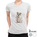 tシャツ レディース 半袖 白地 デザイン S M L XL Tシャツ ティーシャツ T shirt 002883 アニマル 犬　動物　写真