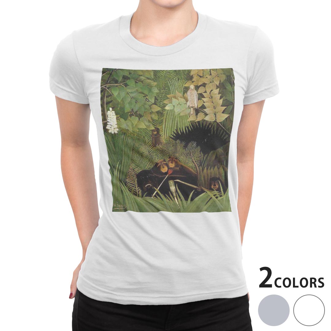 tシャツ レディース 半袖 白地 デザイン M L 白 ホワイト グレー Tシャツ ティーシャツ T shirt 003244 クール 写真・風景 動物　絵画　イラスト(4)