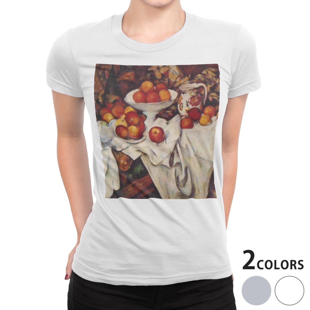 tシャツ レディース 半袖 白地 デザイン M L 白 ホワイト グレー Tシャツ ティーシャツ T shirt 003254 クール 写真・風景 果物　絵画　イラスト