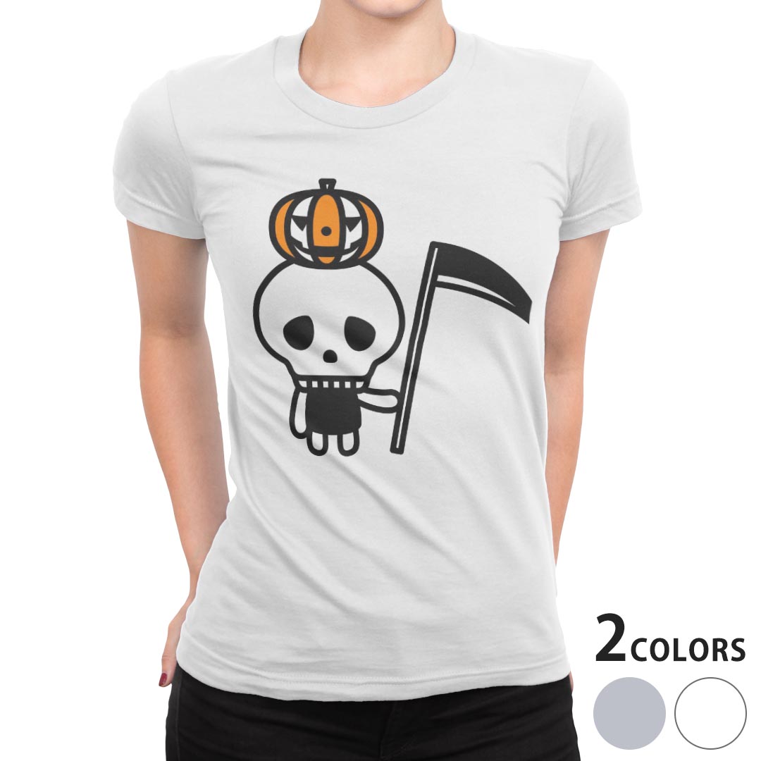 tシャツ レディース 半袖 白地 デザイン M L 白 ホワイト グレー Tシャツ ティーシャツ T shirt 003309 ラブリー ユニーク ハロウィン キャラクター