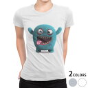 tシャツ レディース 半袖 白地 デザイン M L 白 ホワイト グレー Tシャツ ティーシャツ T shirt 003431 アニマル モンスター キャラクター