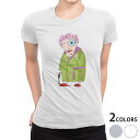 tシャツ レディース 半袖 白地 デザイン M L 白 ホワイト グレー Tシャツ ティーシャツ T shirt 003581 ユニーク キャラクター 人物 イラスト