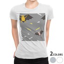 tシャツ レディース 半袖 白地 デザイン M L 白 ホワイト グレー Tシャツ ティーシャツ T shirt 003739 ユニーク キャラクター コウモリ グレー
