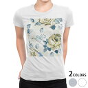 tシャツ レディース 半袖 白地 デザイン M L 白 ホワイト グレー Tシャツ ティーシャツ T shirt 003837 フラワー 花 鳥 キャラクター
