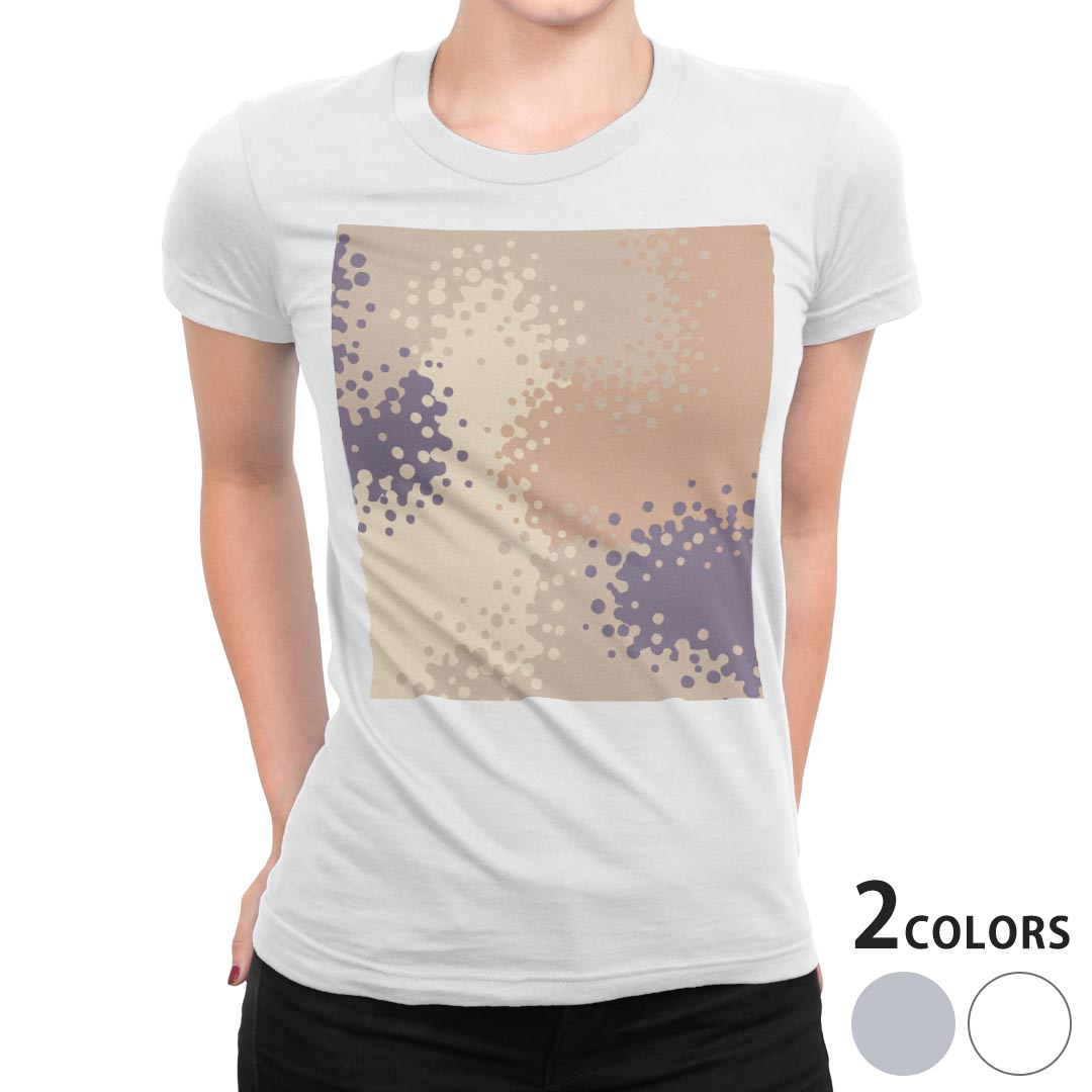 tシャツ レディース 半袖 白地 デザイン M L 白 ホワイト グレー Tシャツ ティーシャツ T shirt 003861 チェック・ボーダー 迷彩　カモフラ　模様