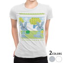 tシャツ レディース 半袖 白地 デザイン M L 白 ホワイト グレー Tシャツ ティーシャツ T shirt 003932 ユニーク うさぎ 動物 キャラクター