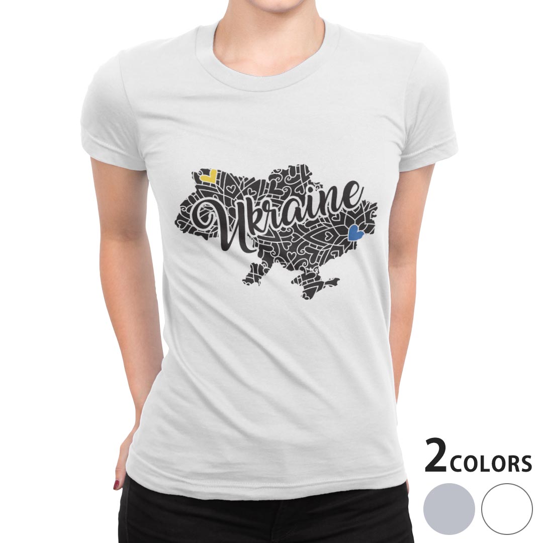 tシャツ レディース 半袖 白地 デザイン S M L XL Tシャツ ティーシャツ T shirt 020995 ukraine ウクライナ