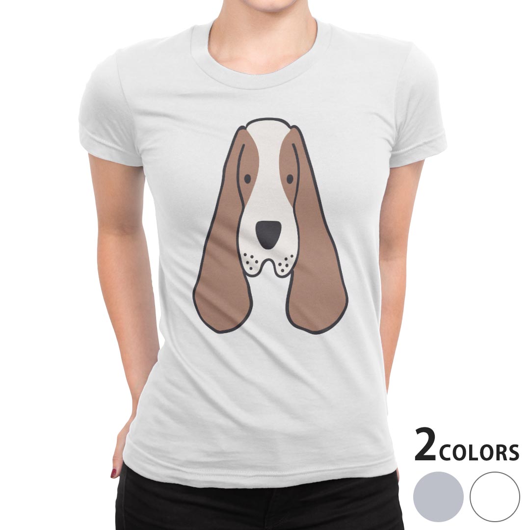 tシャツ レディース 半袖 白地 デザイン S M L XL Tシャツ ティーシャツ T shirt 022552 犬 dog かわいい