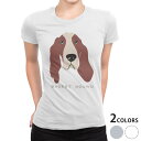 tシャツ レディース 半袖 白地 デザイン S M L XL Tシャツ ティーシャツ T shirt 022592 犬 バセット・ハウンド