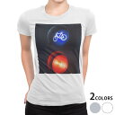 tシャツ レディース 半袖 白地 デザイン S M L XL Tシャツ ティーシャツ T shirt 022974 信号機 写真 自転車