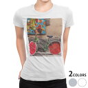 tシャツ レディース 半袖 白地 デザイン S M L XL Tシャツ ティーシャツ T shirt 023028 スイカ 写真 自転車