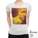tシャツ レディース 半袖 白地 デザイン S M L XL Tシャツ ティーシャツ T shirt 023300 花 フラワー ひまわり(4)
