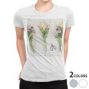 tシャツ レディース 半袖 白地 デザイン S M L XL Tシャツ ティーシャツ T shirt 023314 花 フラワー チューリップ 写真