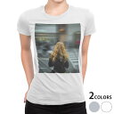tシャツ レディース 半袖 白地 デザイン S M L XL Tシャツ ティーシャツ T shirt 023390 人物 女性 写真(4)