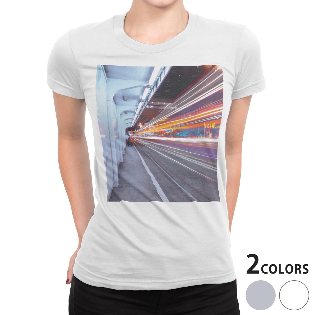 tシャツ レディース 半袖 白地 デザイン S M L XL Tシャツ ティーシャツ T shirt 023522 都市　風景　写真