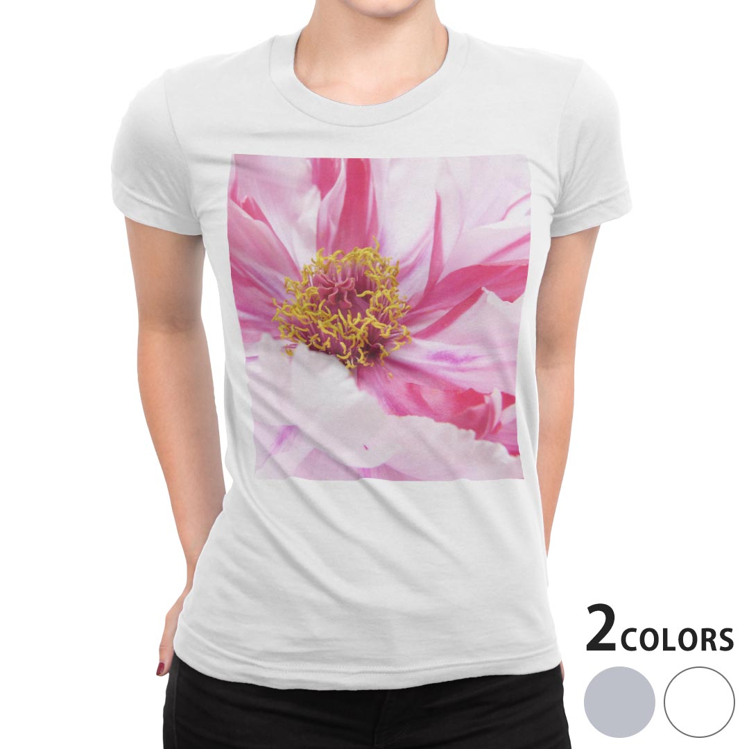 tシャツ レディース 半袖 白地 デザイン S M L XL Tシャツ ティーシャツ T shirt 023662 花　フラワー