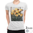 tシャツ レディース 半袖 白地 デザイン S M L XL Tシャツ ティーシャツ T shirt 023918 花 フラワー チューリップ