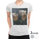 tシャツ レディース 半袖 白地 デザイン S M L XL Tシャツ ティーシャツ T shirt 023919 花 フラワー チューリップ