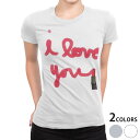tシャツ レディース 半袖 白地 デザイン M L 白 ホワイト グレー Tシャツ ティーシャツ T shirt 026218 リップ 口紅 文字 love