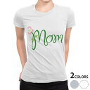 tシャツ レディース 半袖 白地 デザイン M L 白 ホワイト グレー Tシャツ ティーシャツ T shirt 026223 花 お母さん 母の日 文字