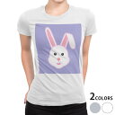 tシャツ レディース 半袖 白地 デザイン M L 白 ホワイト グレー Tシャツ ティーシャツ T shirt 026237 動物 うさぎ