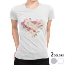 tシャツ レディース 半袖 白地 デザイン M L 白 ホワイト グレー Tシャツ ティーシャツ T shirt 031556 バレンタイン ハート 花