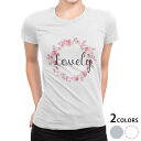 tシャツ レディース 半袖 白地 デザイン M L 白 ホワイト グレー Tシャツ ティーシャツ T shirt 031563 バレンタイン ハート 花