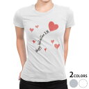 tシャツ レディース 半袖 白地 デザイン M L 白 ホワイト グレー Tシャツ ティーシャツ T shirt 031566 バレンタイン ハート 2.14