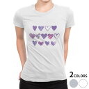 tシャツ レディース 半袖 白地 デザイン M L 白 ホワイト グレー Tシャツ ティーシャツ T shirt 031569 バレンタイン ハート 紫