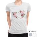 tシャツ レディース 半袖 白地 デザイン M L 白 ホワイト グレー Tシャツ ティーシャツ T shirt 031697 花 ハート フラワー