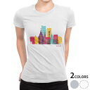 tシャツ レディース 半袖 白地 デザイン M L 白 ホワイト グレー Tシャツ ティーシャツ T shirt 031744 ワルシャワ おしゃれ ビル
