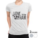 tシャツ レディース 半袖 白地 デザイン M L 白 ホワイト グレー Tシャツ ティーシャツ T shirt 031762 ラブ おしゃれ ヘアサロン