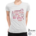 tシャツ レディース 半袖 白地 デザイン M L 白 ホワイト グレー Tシャツ ティーシャツ T shirt 031805 ヘアサロン おしゃれ ピンク