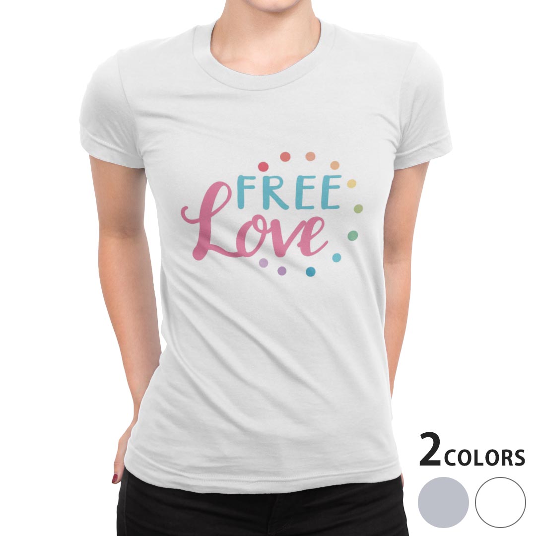 tシャツ レディース 半袖 白地 デザイン M L 白 ホワイト グレー Tシャツ ティーシャツ T shirt 031858 ラブ 文字 ピンク