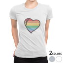 tシャツ レディース 半袖 白地 デザイン M L 白 ホワイト グレー Tシャツ ティーシャツ T shirt 031886 ハート カラフル