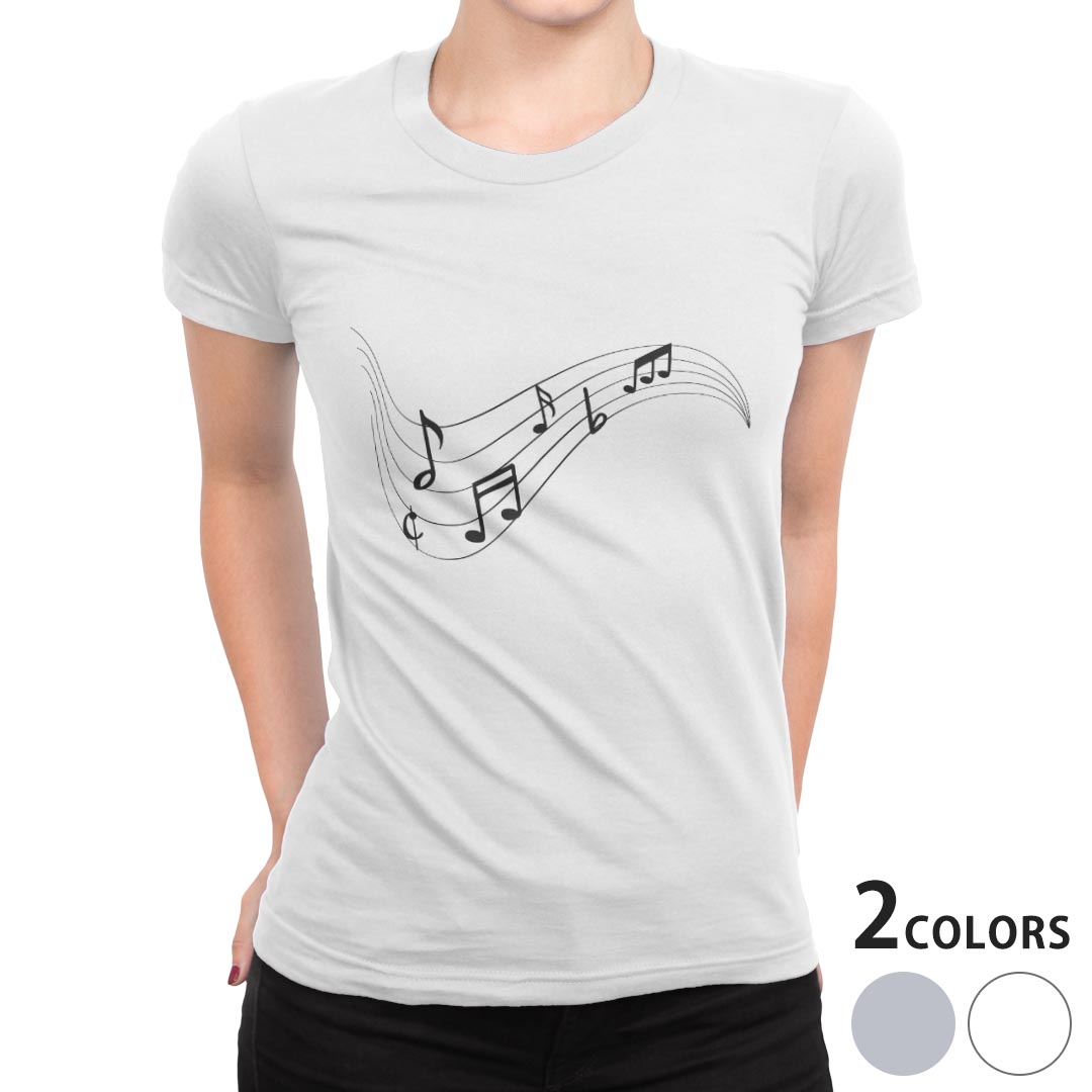 tシャツ レディース 半袖 白地 デザイン S M L XL Tシャツ ティーシャツ T shirt 031892 音符 いろいろ 楽譜